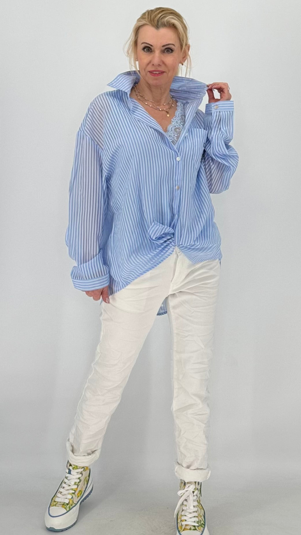 Gestreifte Bluse, blau