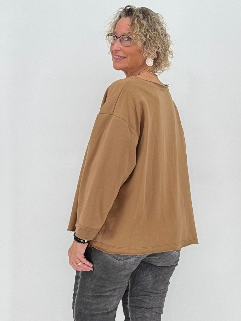 Sweatshirt "HAPPY", creme, braun