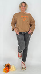 Sweatshirt "HAPPY", creme, braun