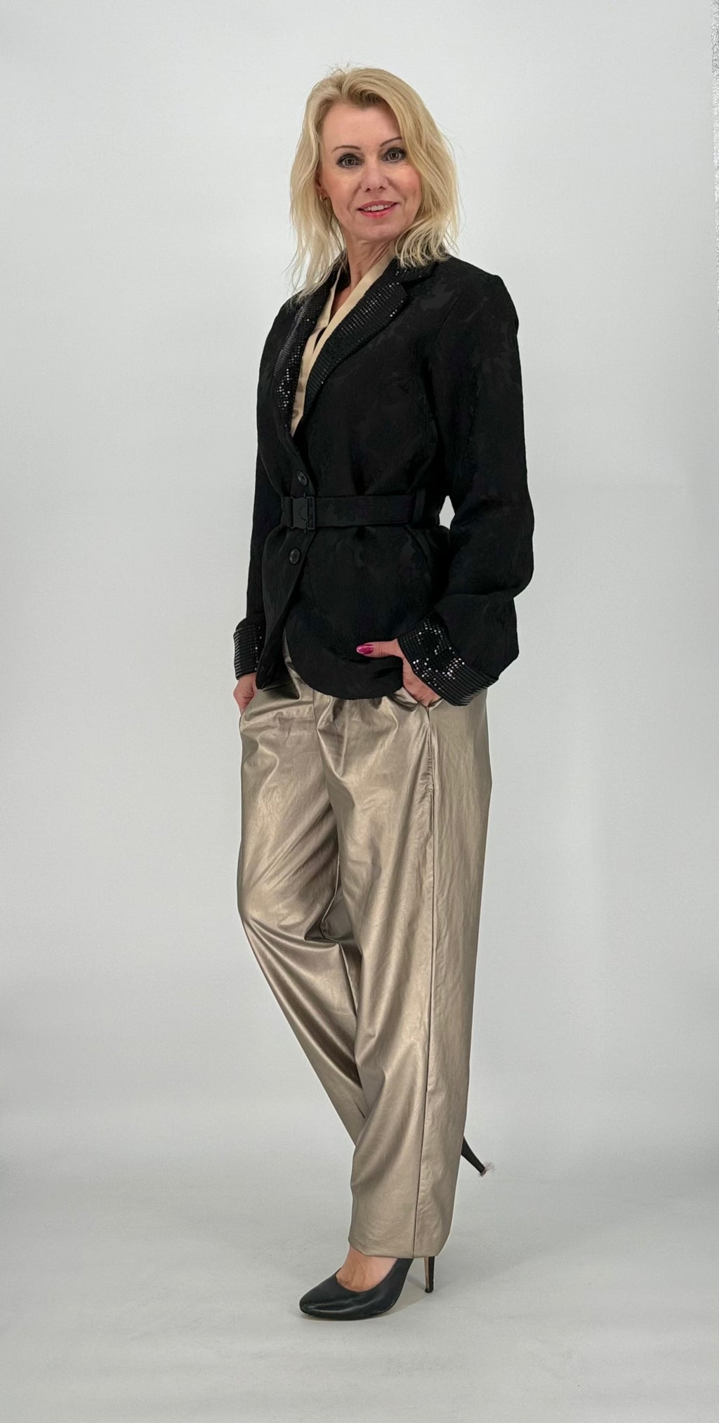 Hose Xuele NÜ beige lederimitat