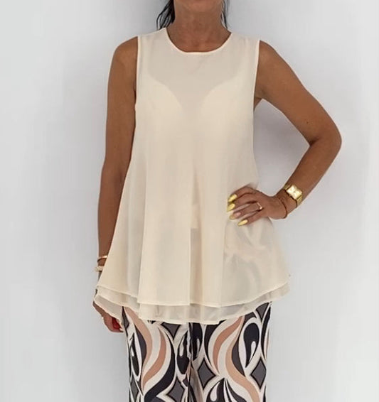 Bluse, beige