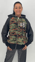 Gefütterte Sweatjacke mit Kapuze – Schwarz&Grün