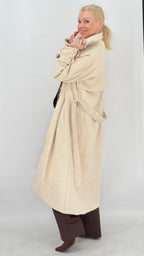Eleganter Trenchcoat-Mantel in Beige mit Leo-Innenfutter