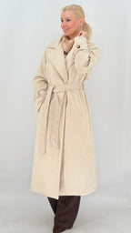 Eleganter Trenchcoat-Mantel in Beige mit Leo-Innenfutter