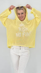 Cozy Hoodie "No Risk", gelb