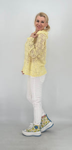 Hoodie im Spitzenlook ohne Futter, rosa, gelb, blau