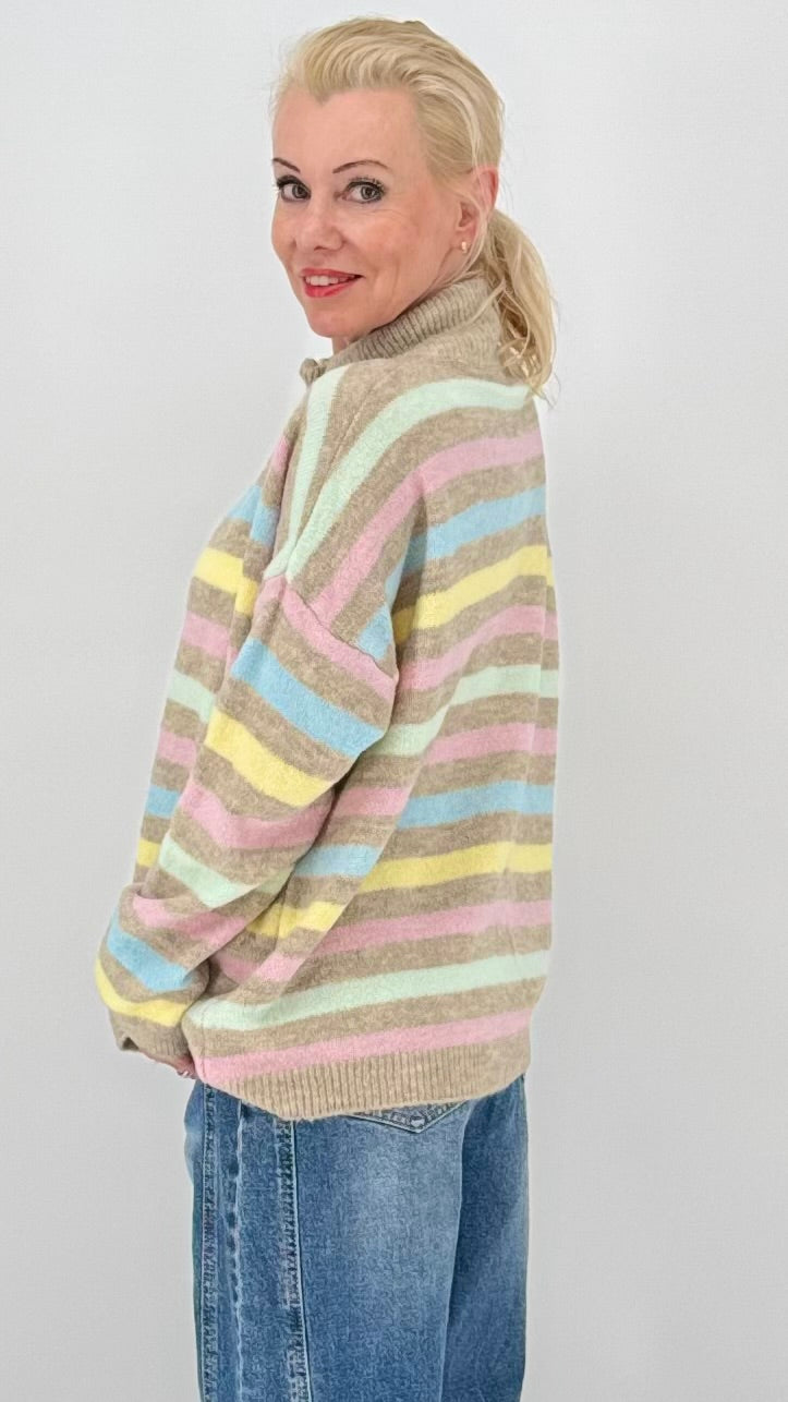 Strickjacke mit Reißverschluss, pink, khaki, beige