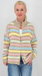 Strickjacke mit Reißverschluss, pink, khaki, beige