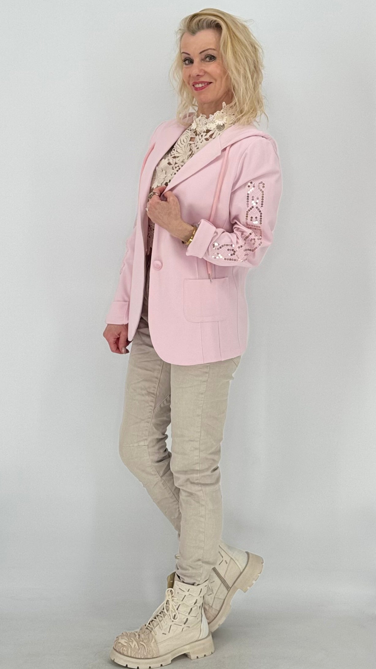Blazer " Smily" mit Kapuze in Rosa