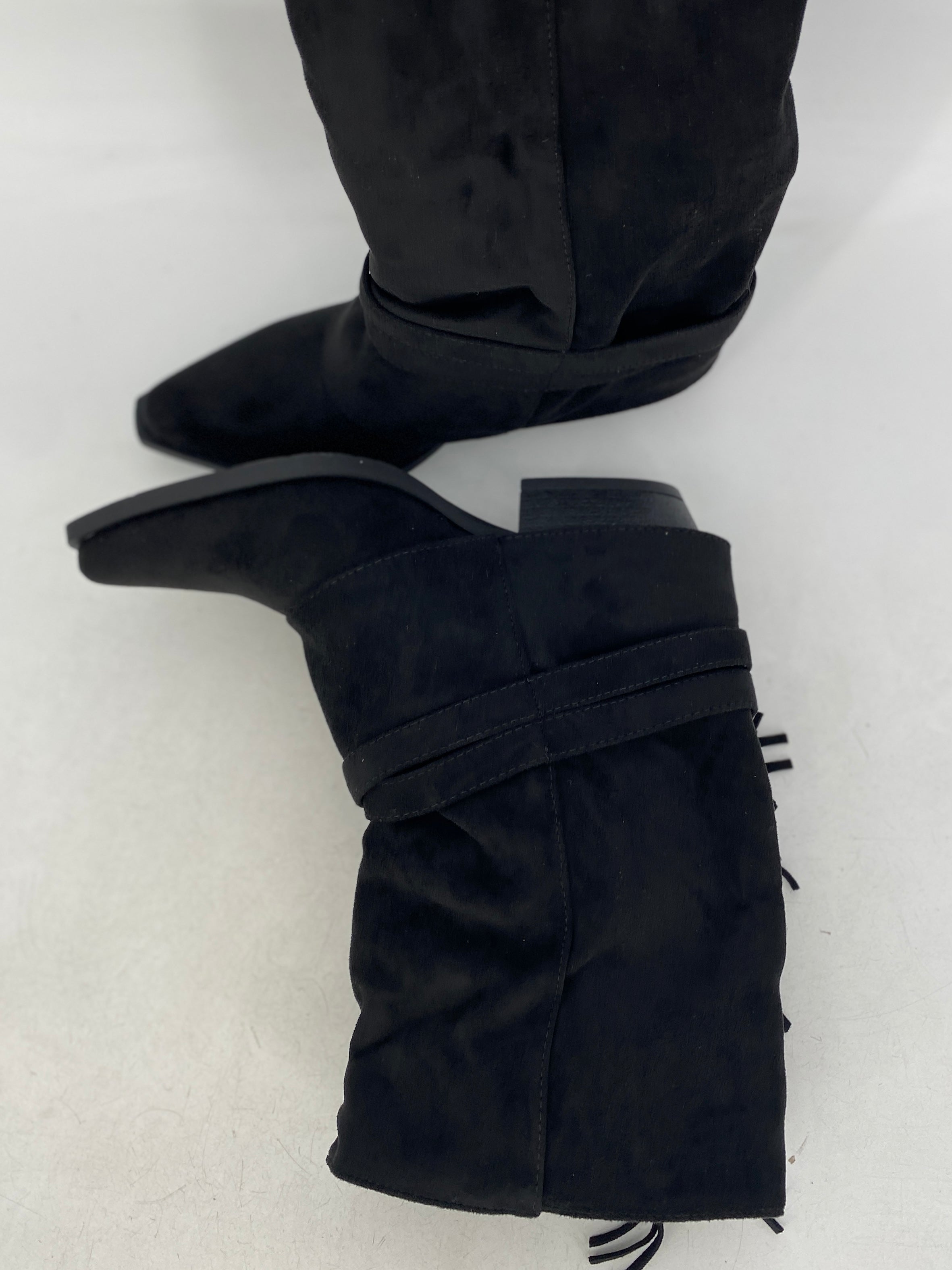 Stiefeletten mit Fransen T312, Schwarz