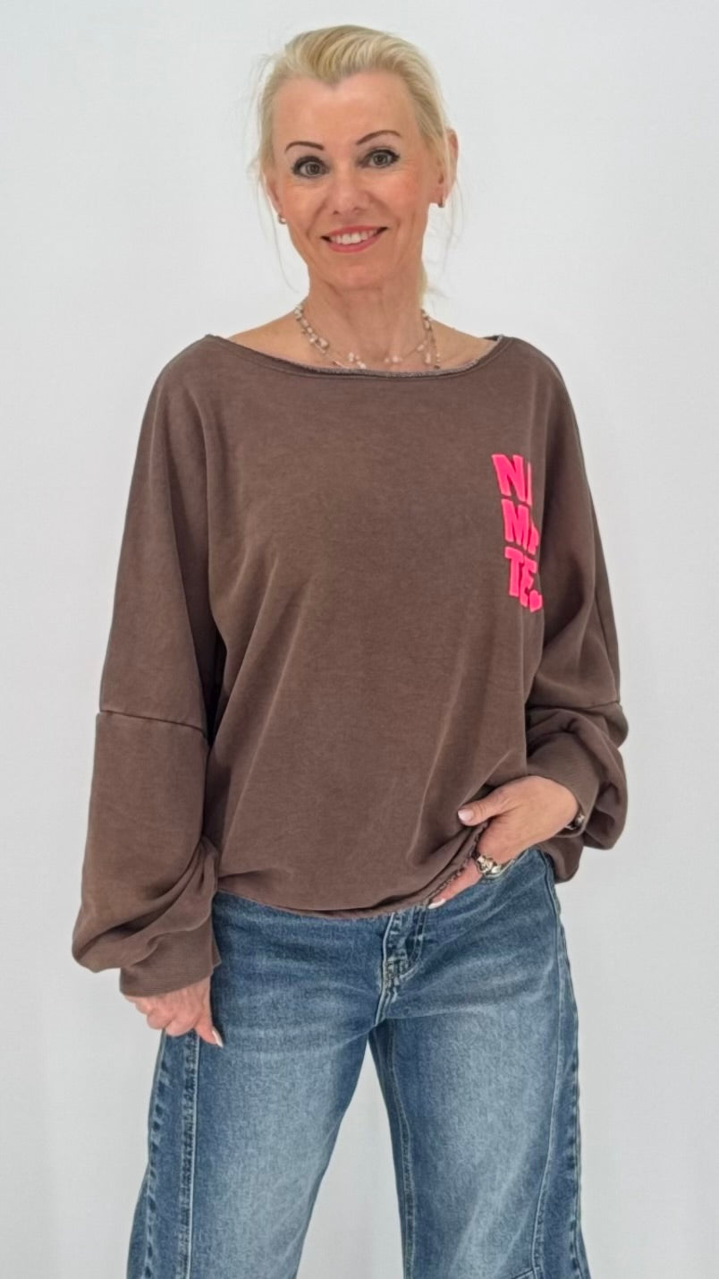 Sweatshirt "NAMASTE", weiß, braun