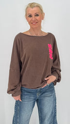 Sweatshirt "NAMASTE", weiß, braun