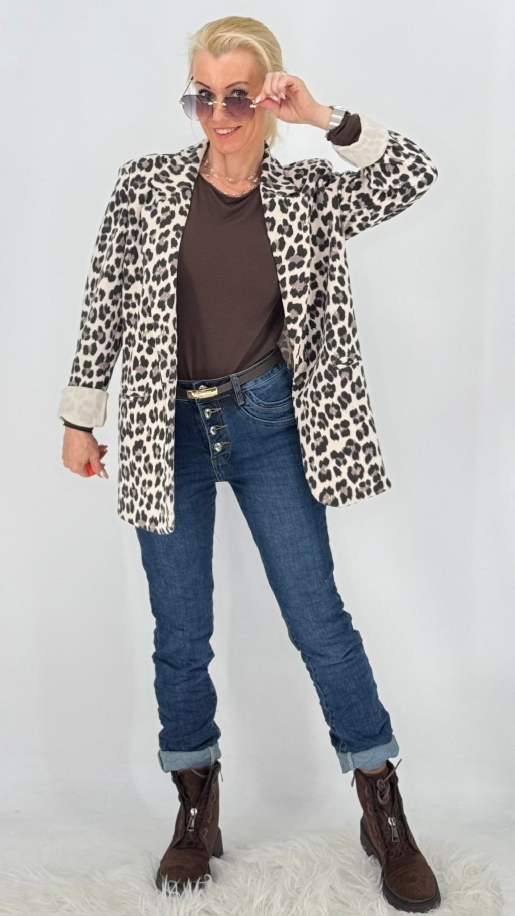 Leo Blazer, braun, bordo, creme