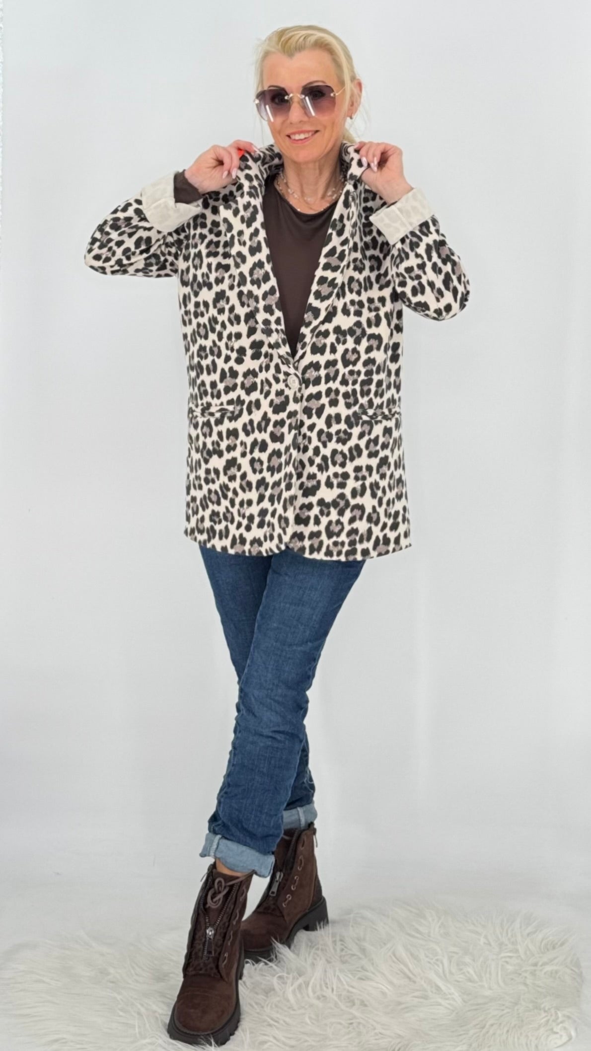 Leo Blazer, braun, bordo, creme