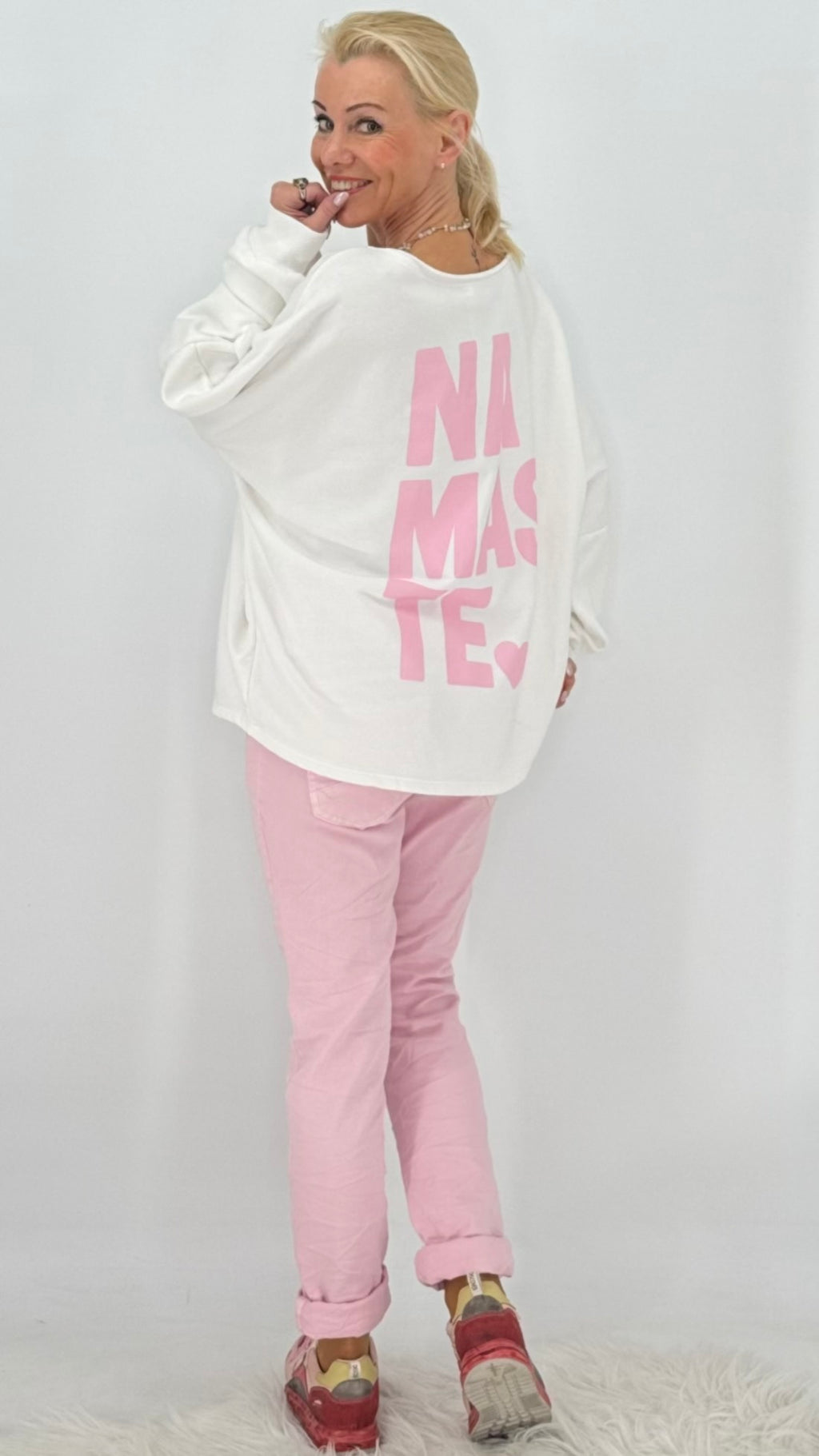 Sweatshirt "NAMASTE", weiß, braun