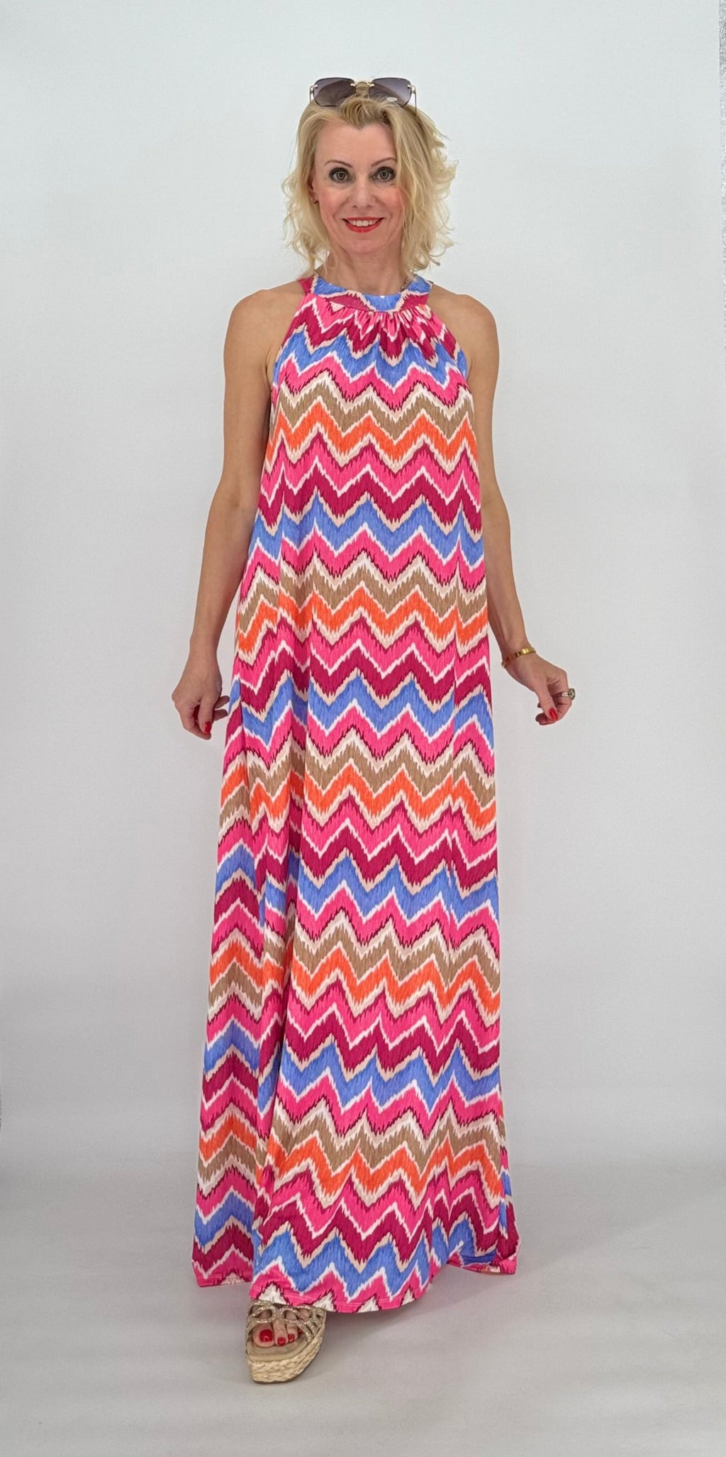 Langes Kleid "Eva", ZickZack  pink/blau/orange/beige