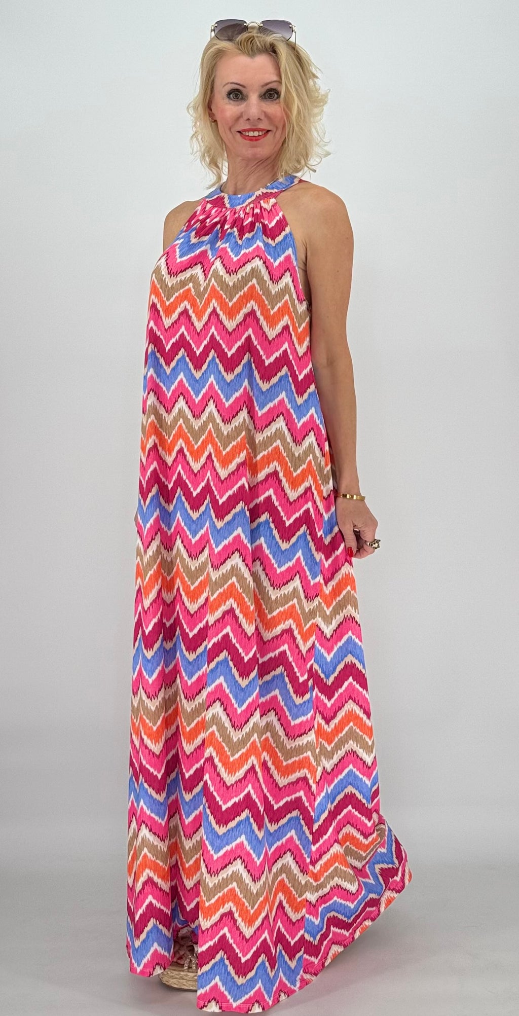 Langes Kleid "Eva", ZickZack  pink/blau/orange/beige