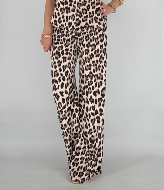 Hose "Leo" beige / schwarz