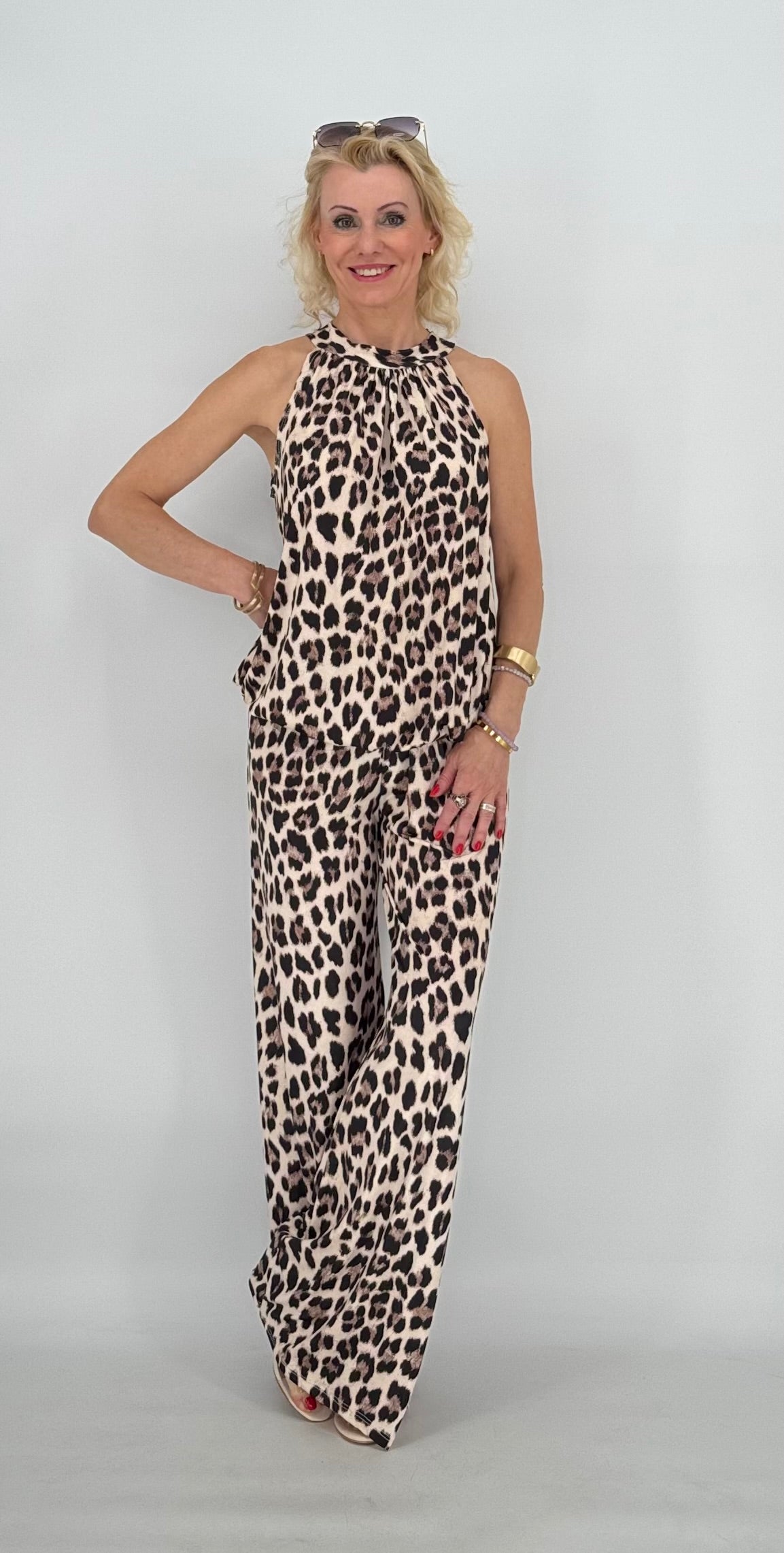 Hose "Leo" beige / schwarz