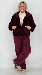 Fell Jacke, braun, bordo, taupe