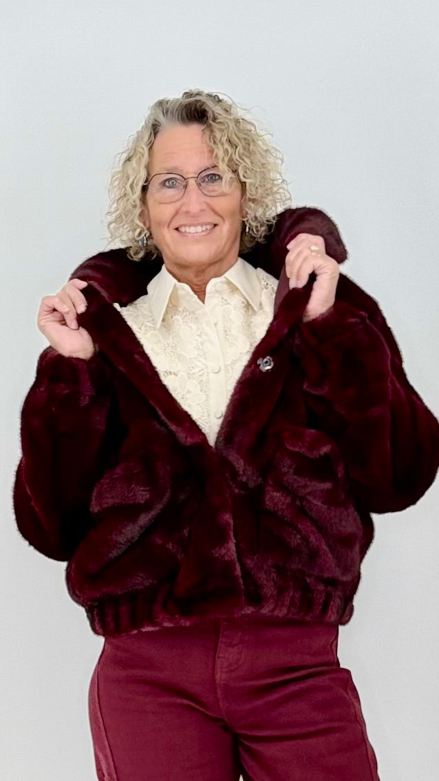 Fell Jacke, braun, bordo, taupe