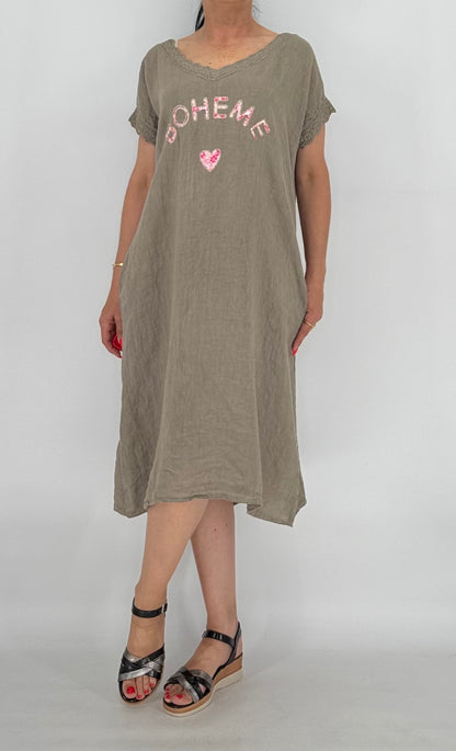Leinen Kleid "Toma", braun