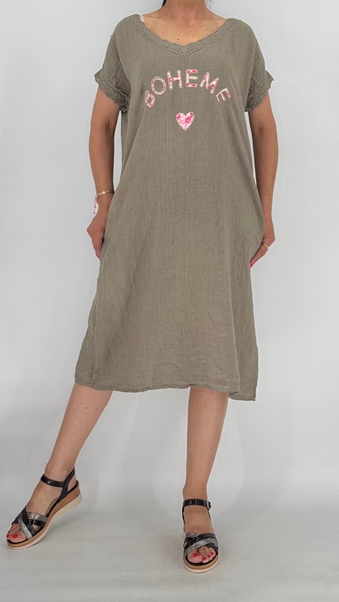 Leinen Kleid "Toma", braun
