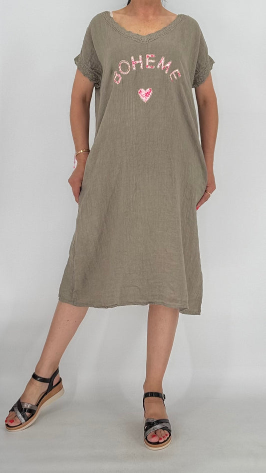 Leinen Kleid "Toma", braun