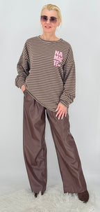 Lederimitat Hose , braun, beige, schwarz, khaki