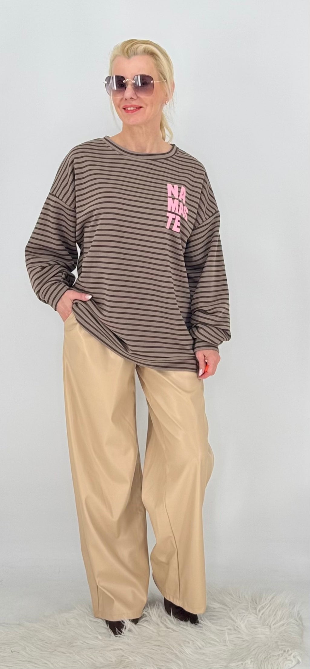 Lederimitat Hose , braun, beige, schwarz, khaki