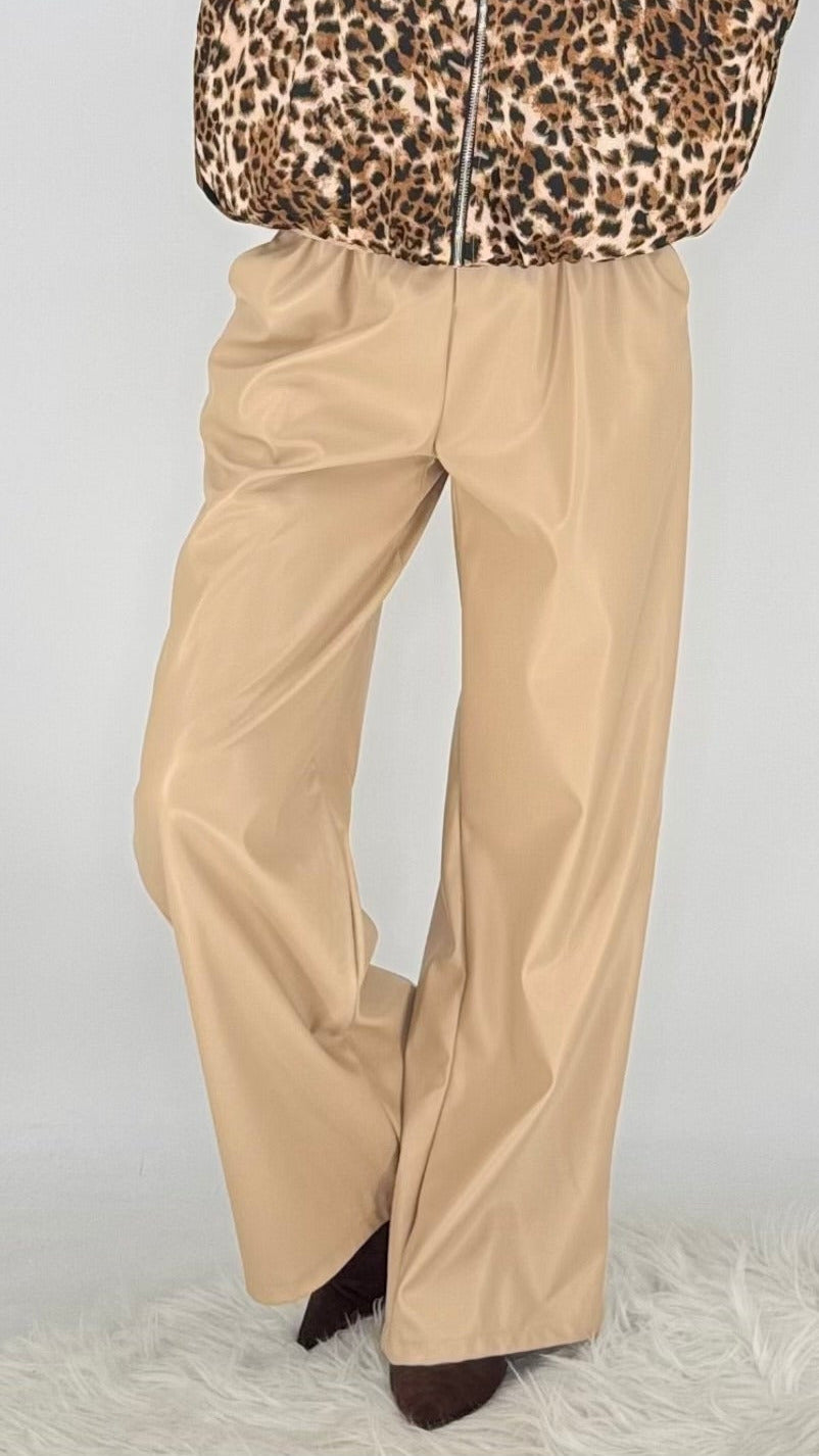 Lederimitat Hose , braun, beige, schwarz, khaki