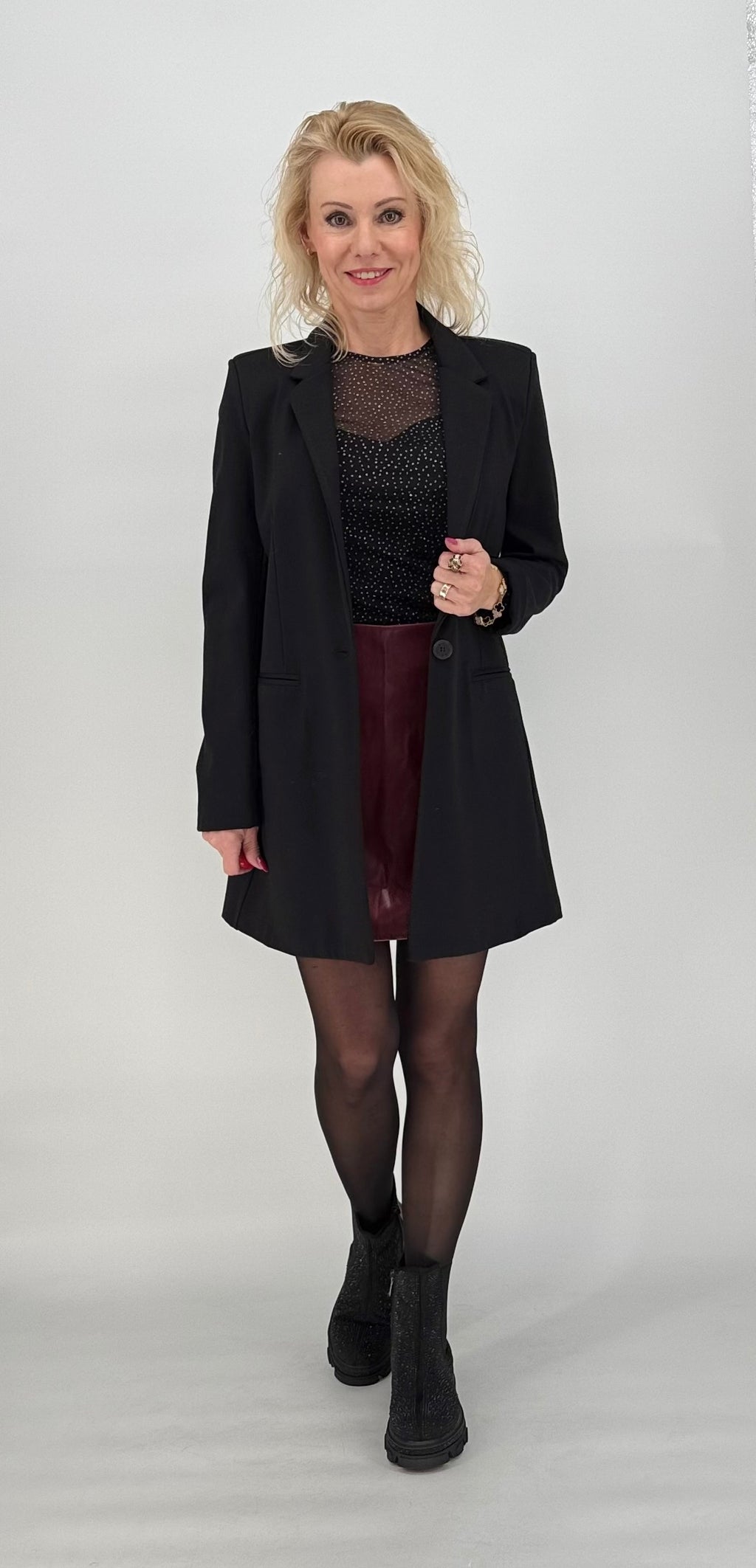 Transparentes Glitzer Netzoberteil schwarz