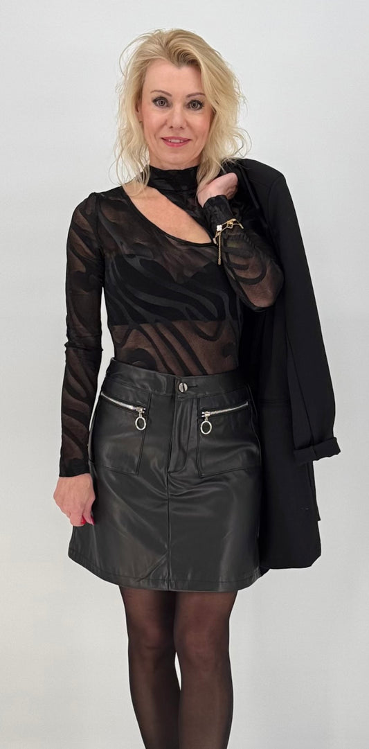 Transparentes netzoberteil body shwarz
