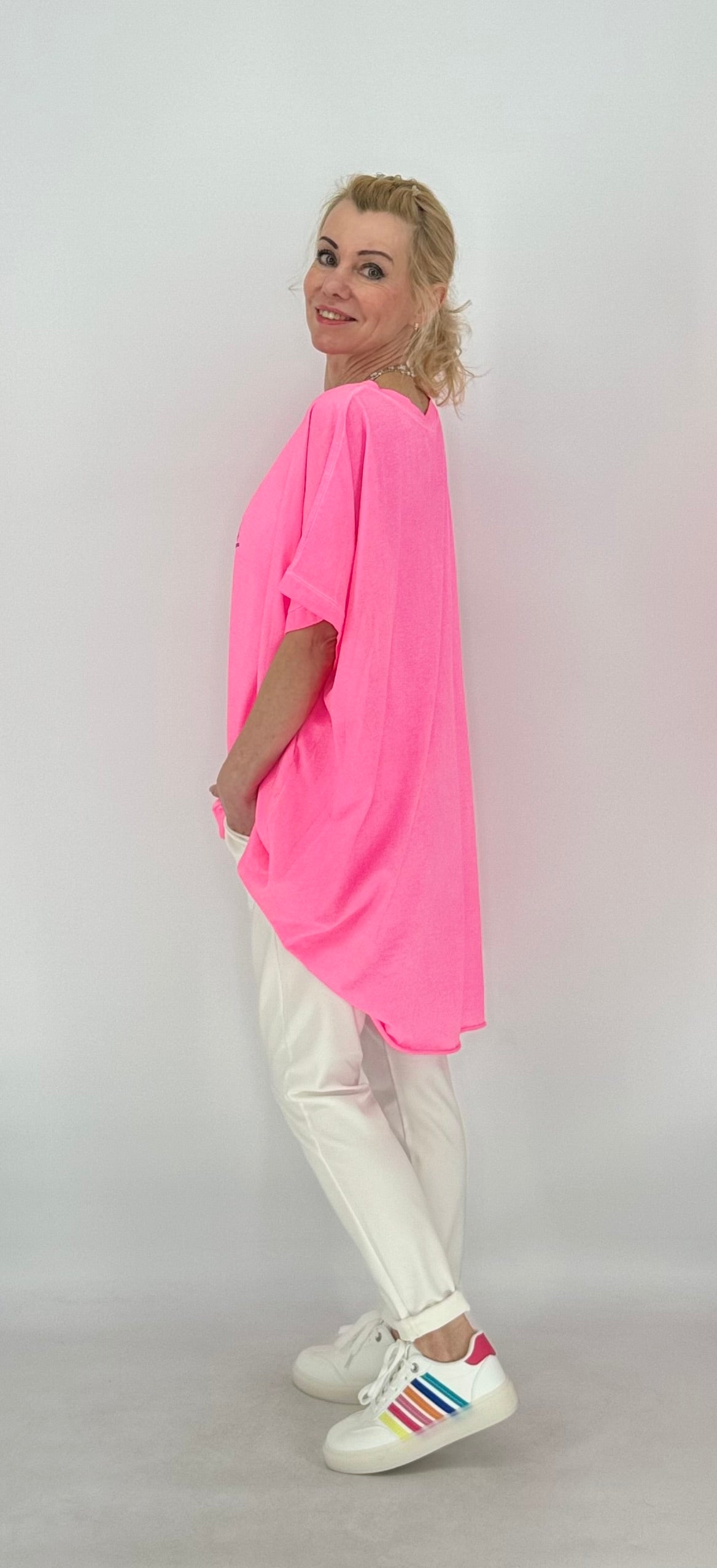 Cozy T-Shirt "BE Happy", rosa, pink