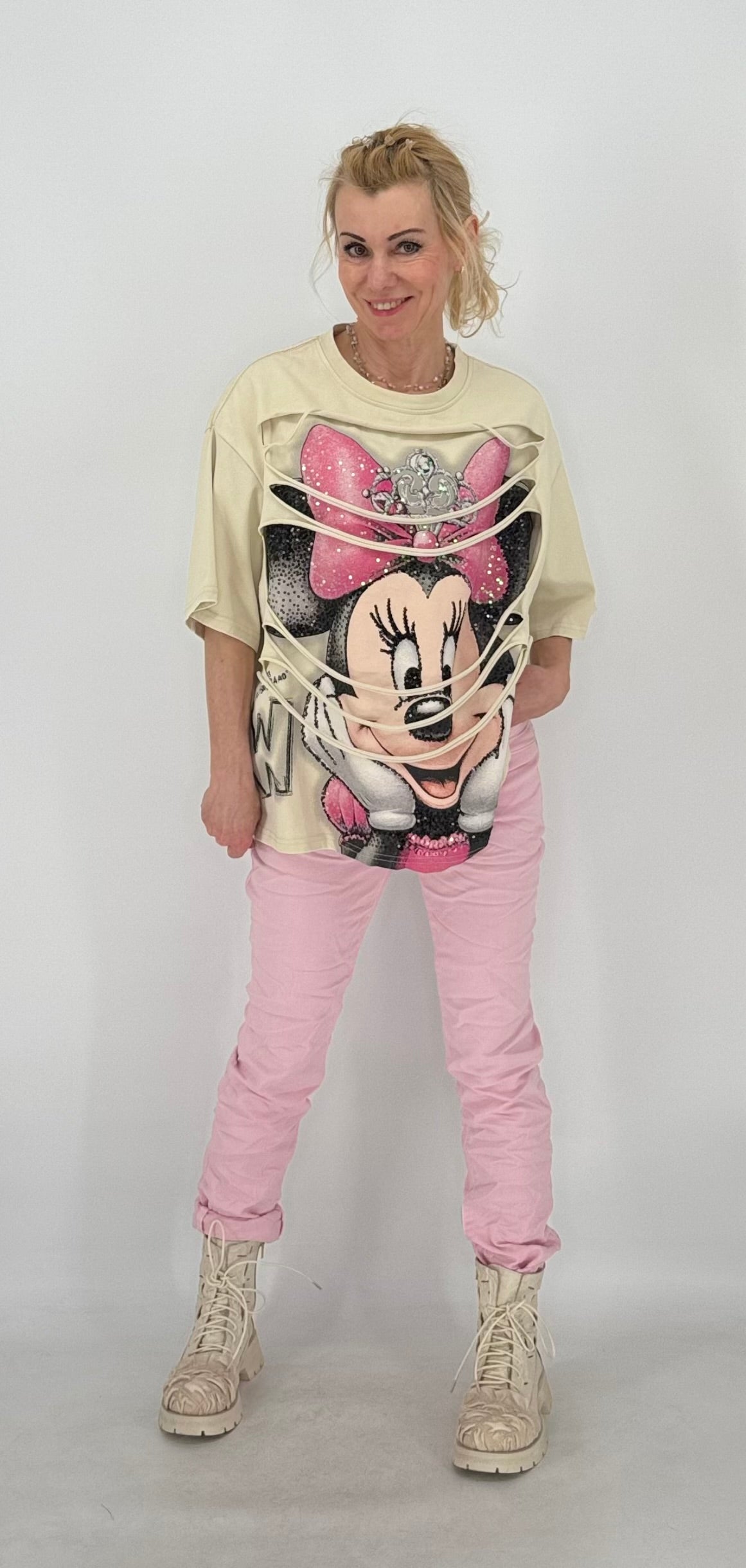 T-Shirt "Minnie Mouse", rosa, creme
