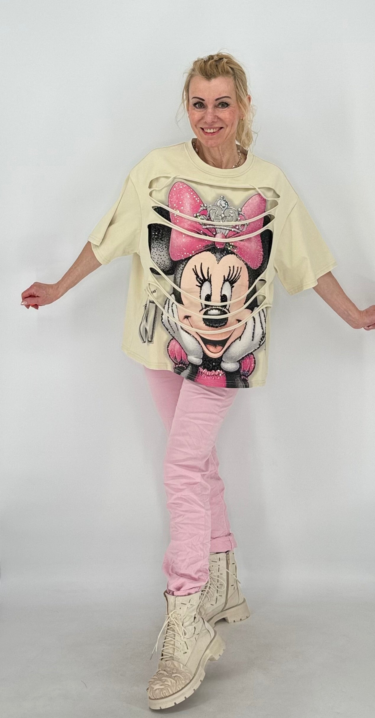 T-Shirt "Minnie Mouse", rosa, creme