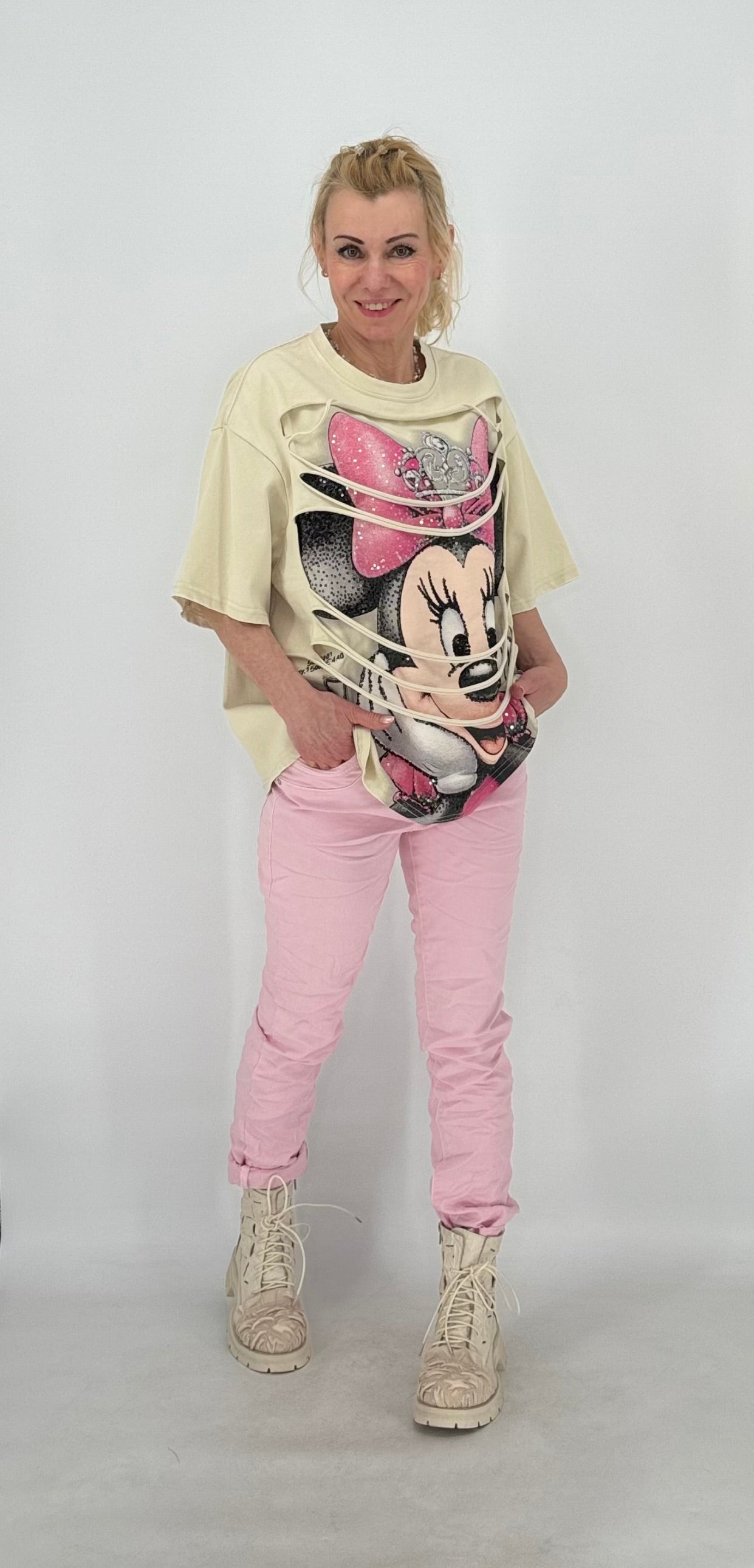 T-Shirt "Minnie Mouse", rosa, creme