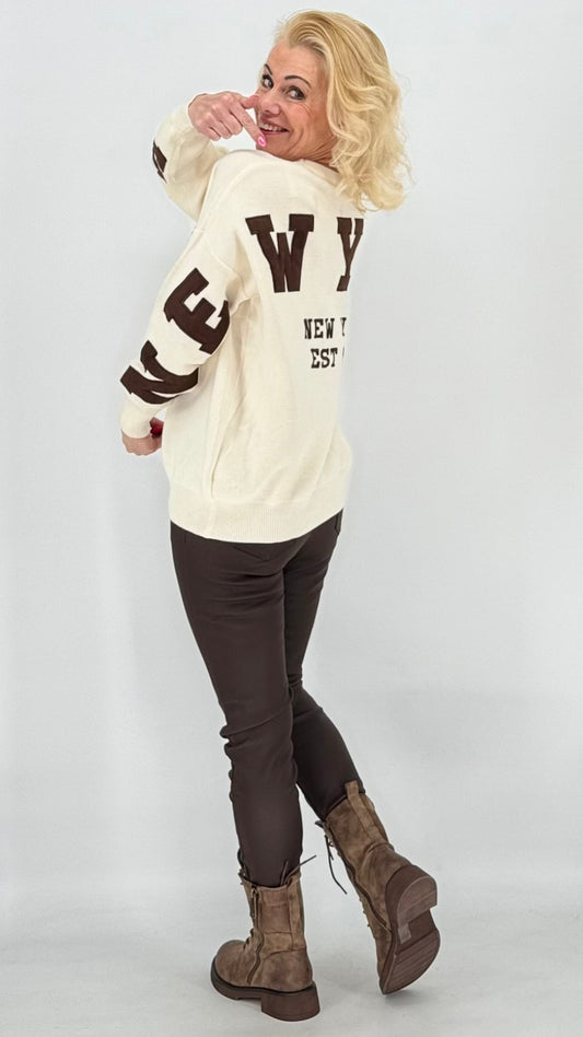 Pullover cremefarbig, "NY"