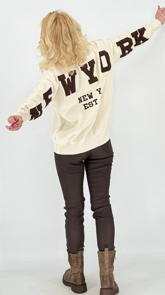 Pullover cremefarbig, "NY"
