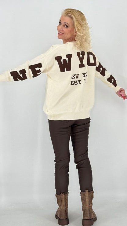 Pullover cremefarbig, "NY"
