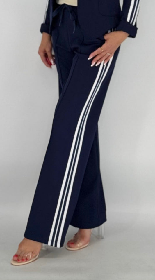 ESViViD dunkelblaue Hose mit Seitenstreifen