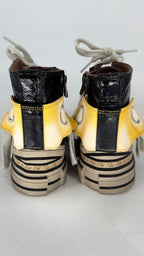 Sneaker Rebecca White, Lackleder in Schwarz mit Gelb - By Elena FashionBy Elena Fashion