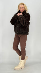 Fell Jacke, braun, bordo, taupe