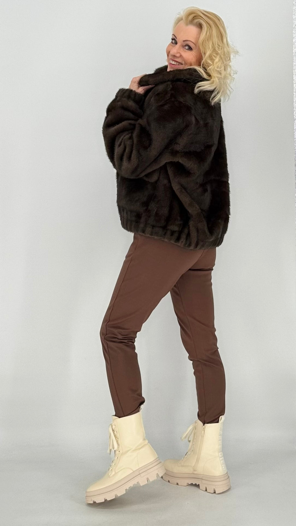 Fell Jacke, braun, bordo, taupe