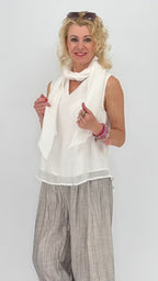 Bluse mit Schleife, weiß