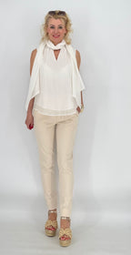 Bluse mit Schleife, weiß