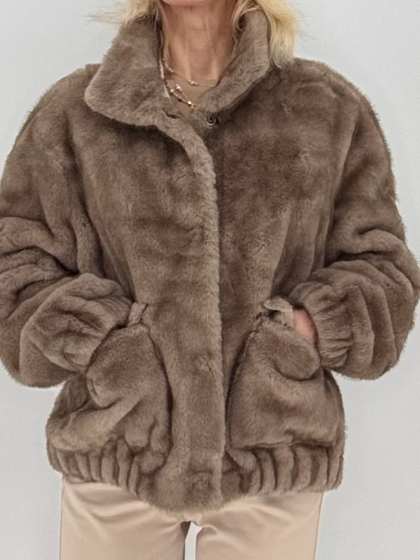 Fell Jacke, braun, bordo, taupe