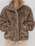 Fell Jacke, braun, bordo, taupe