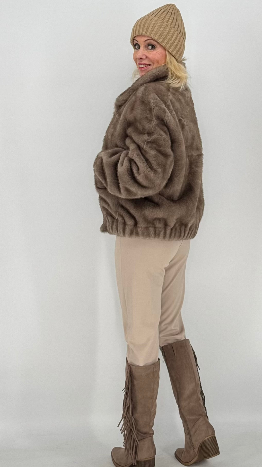 Fell Jacke, braun, bordo, taupe