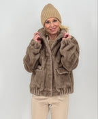 Fell Jacke, braun, bordo, taupe